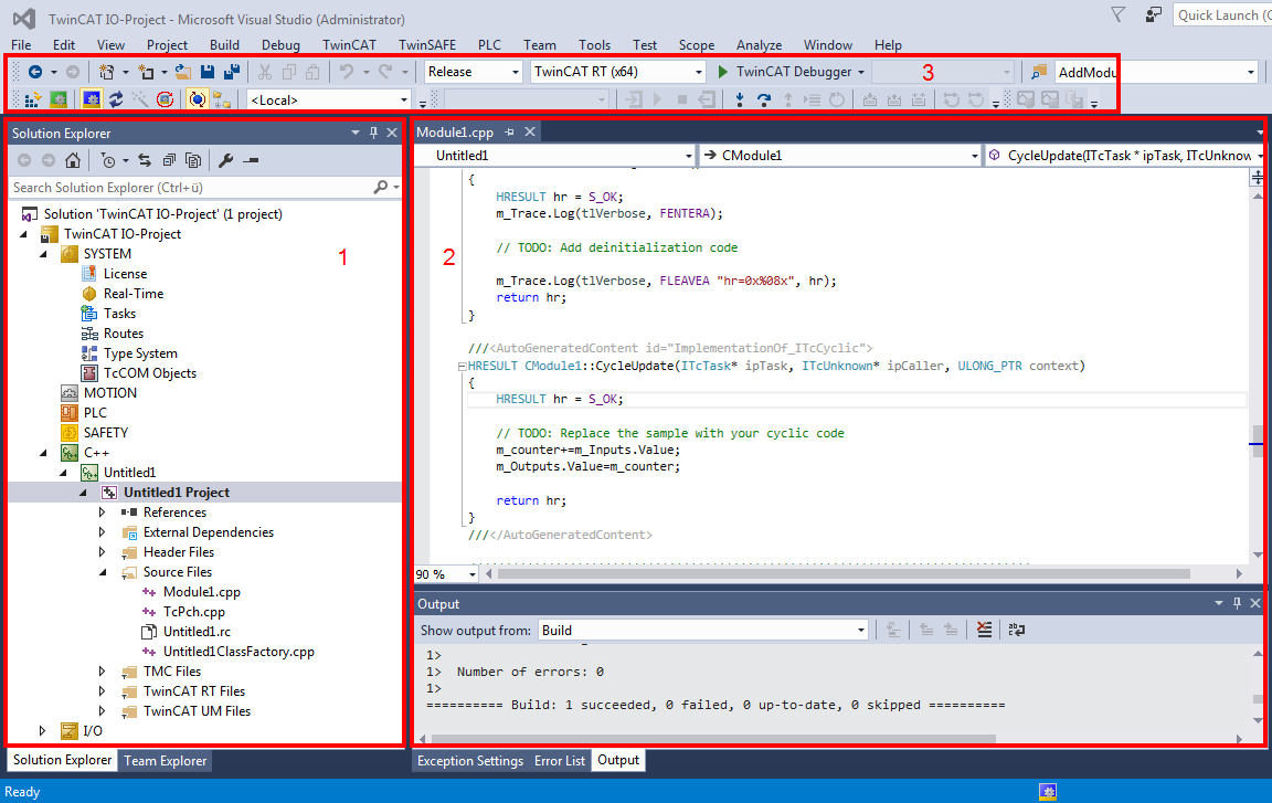 Visual Studio development environment for TwinCAT C++